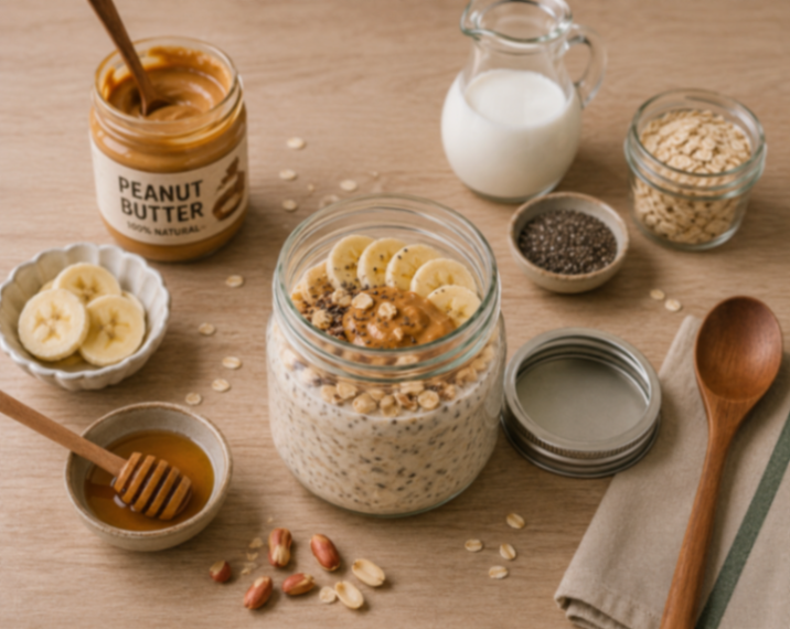 Overnight Oats with Banana and Peanut Butter