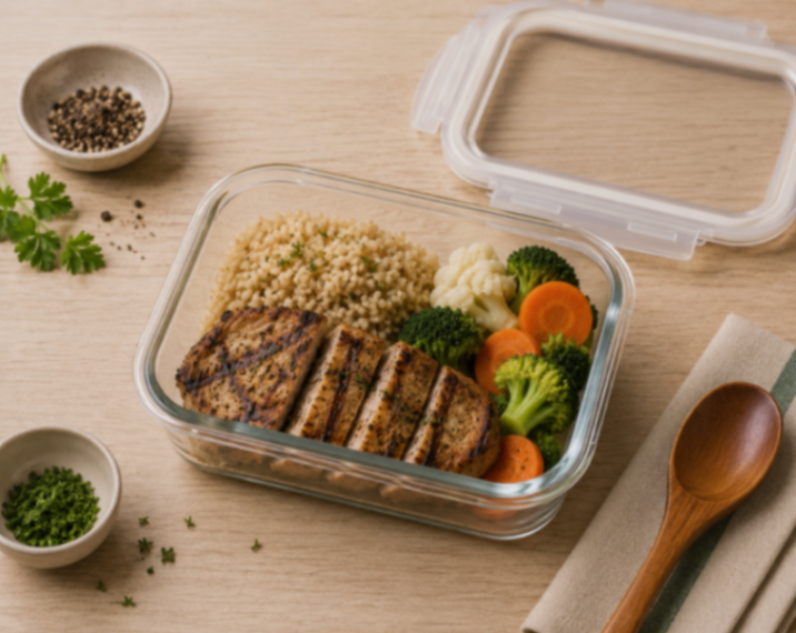 Grilled Pork Chop with Brown Rice and Steamed Vegetables