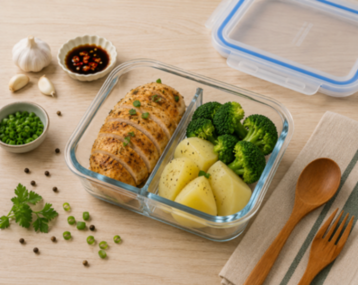 Chicken Breast with Steamed Potato and Broccoli