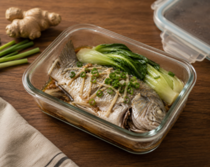 Steamed Tilapia with Pechay and Brown Rice