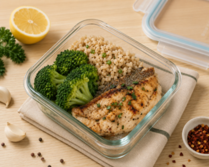 Grilled Bangus with Broccoli and Brown Rice